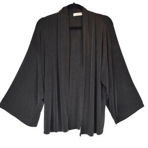 Choices Acetate Open Front Wide Sleeve Deep Brown Cardigan, Large